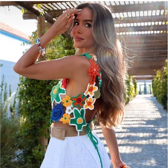 NWT Zara Floral Crochet Crop Top - Picture 14 of 16